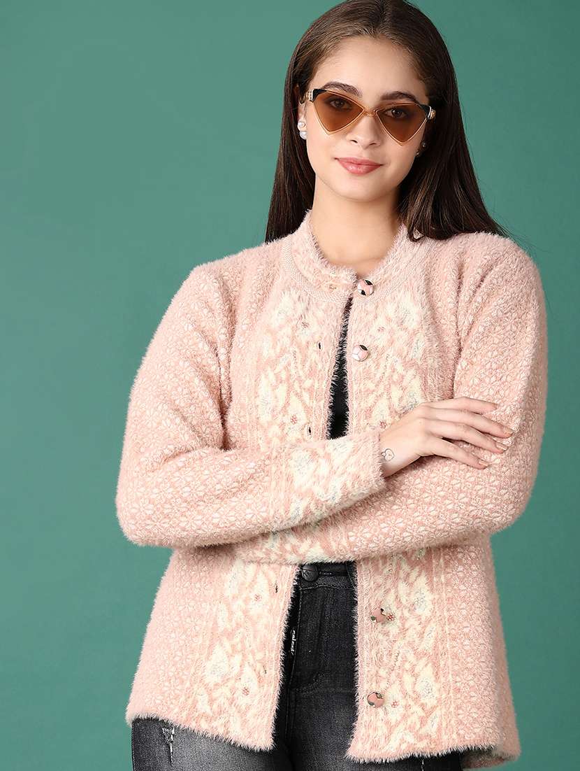 women self design long sleeve cardigan - 21570679 -  Standard Image - 1