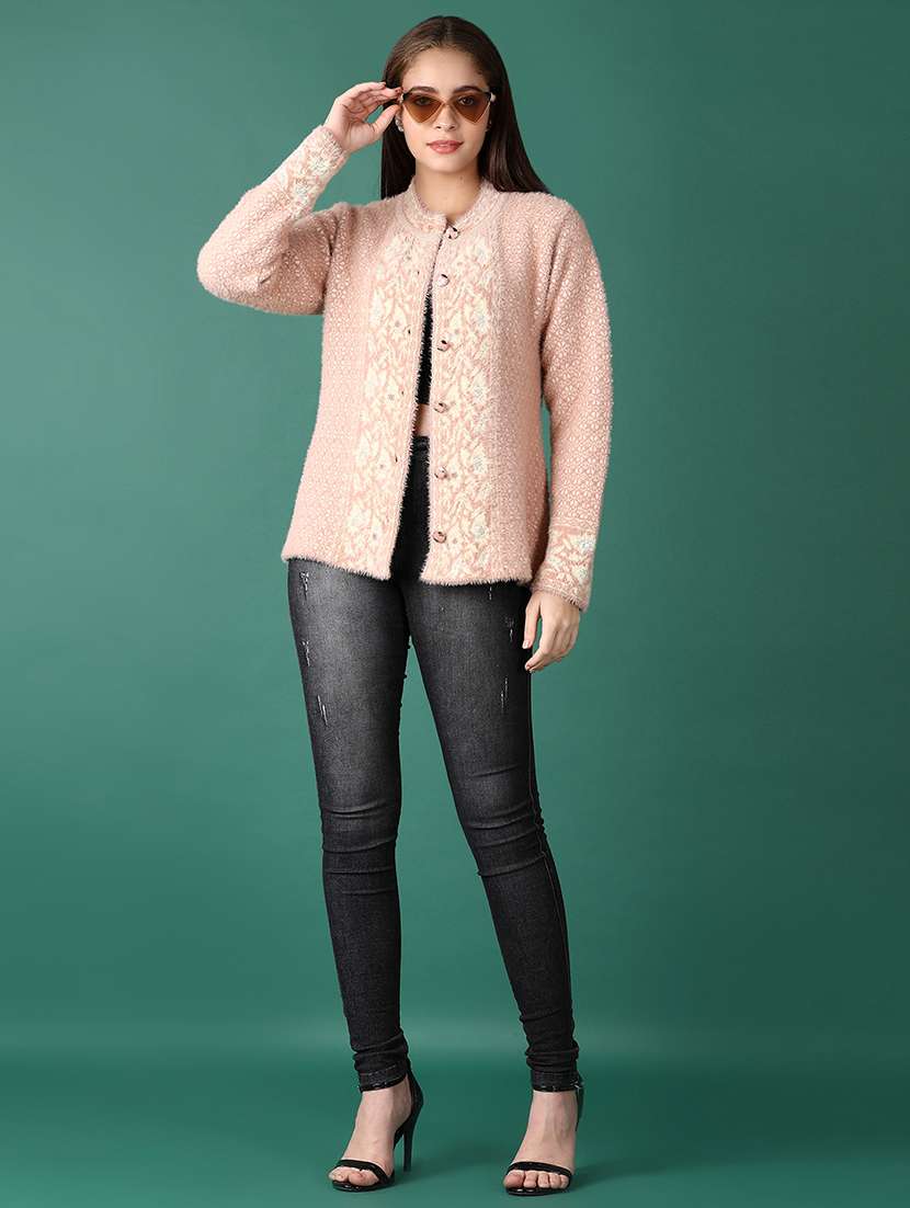 women self design long sleeve cardigan - 21570679 -  Standard Image - 4