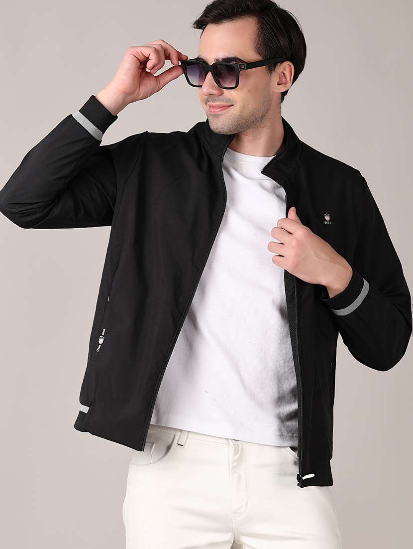 men solid long sleeve bomber jacket - 21570689 -  Standard Image - 1