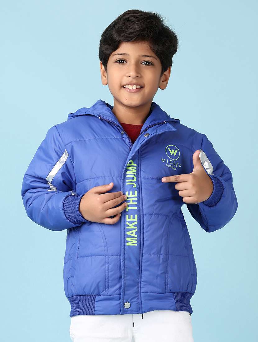 boys solid long sleeve hooded bomber jacket