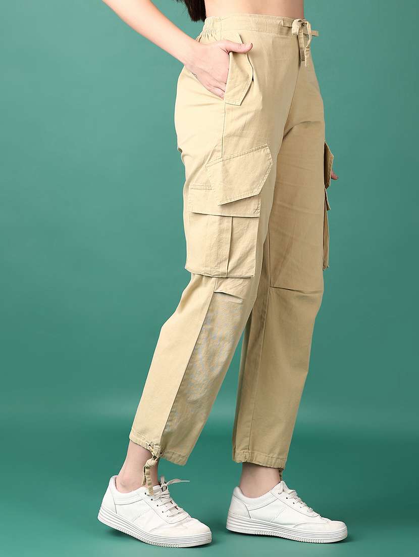 women solid high rise cargo - 21570707 -  Standard Image - 1