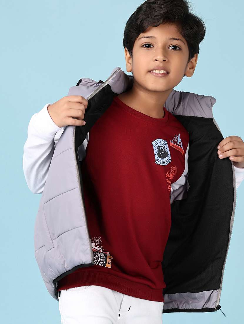 boys solid sleeveless hooded bomber jacket - 21570756 -  Standard Image - 1