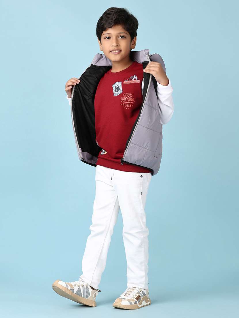 boys solid sleeveless hooded bomber jacket - 21570756 -  Standard Image - 4