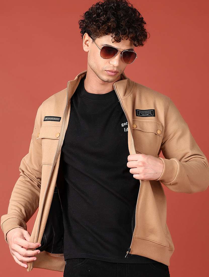 men long sleeves solid casual jacket - 21570802 -  Standard Image - 1