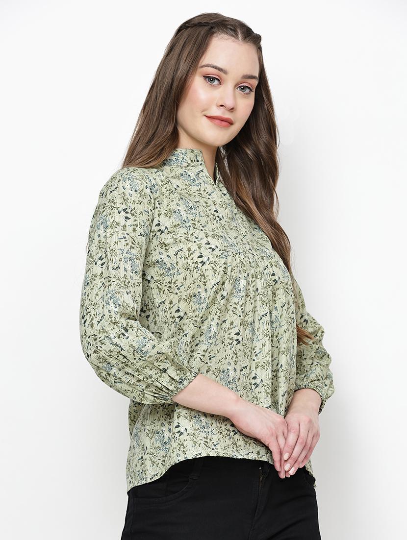 women floral printed mandarin neck top - 21570892 - Standard Image - 1