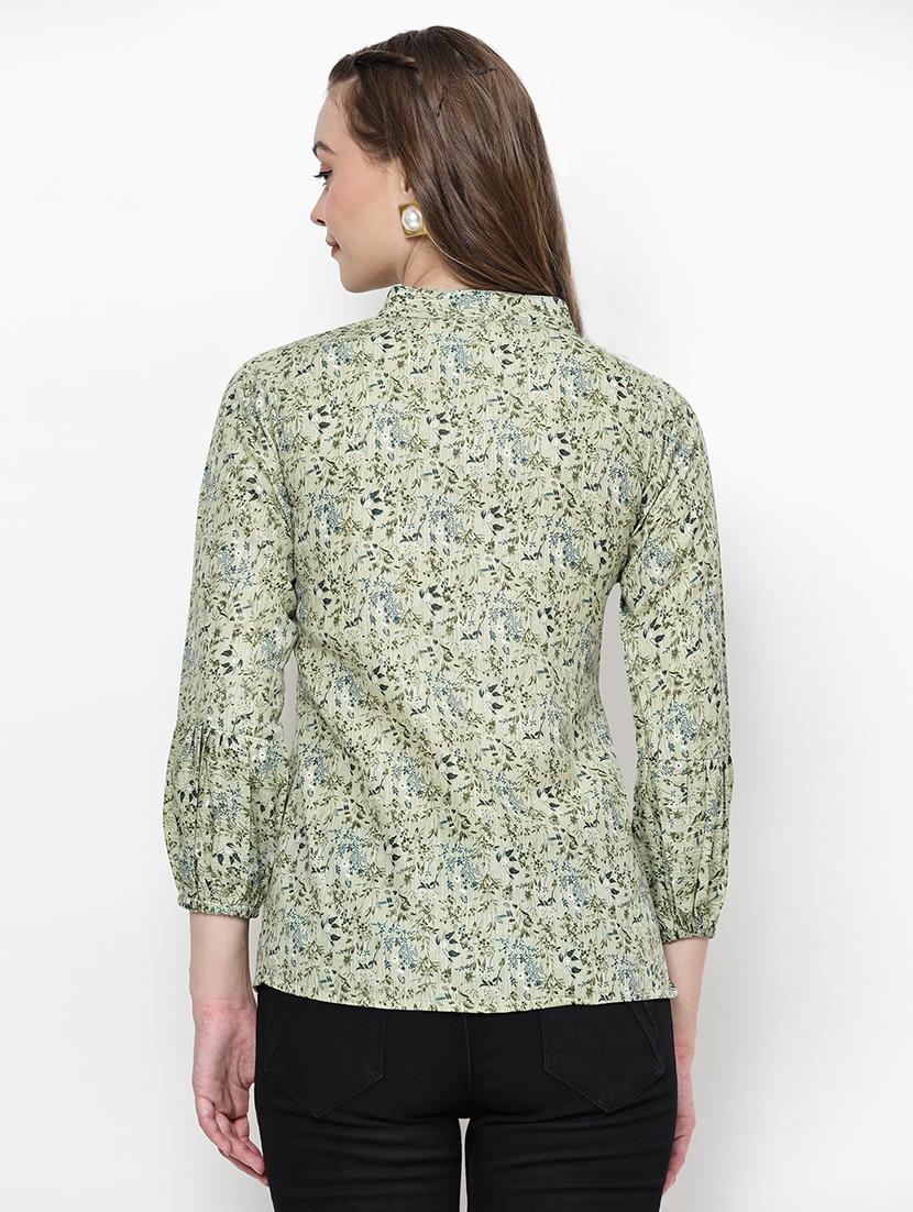 women floral printed mandarin neck top - 21570892 - Standard Image - 4