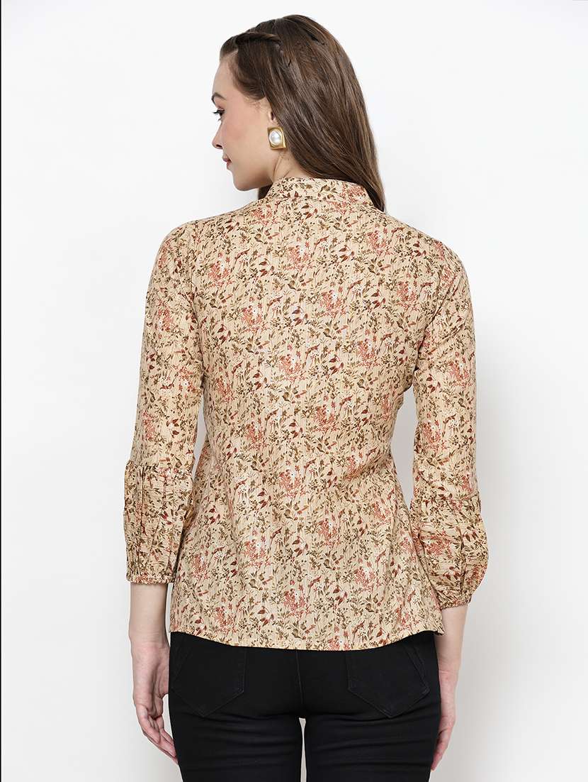 women floral printed mandarin neck top - 21570893 - Standard Image - 4