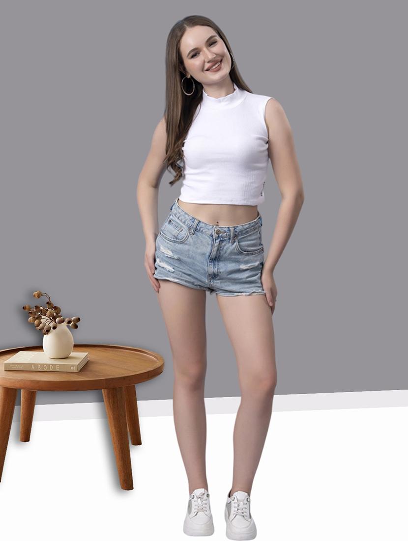 women solid sleeveless crop top - 21571378 - Standard Image - 4