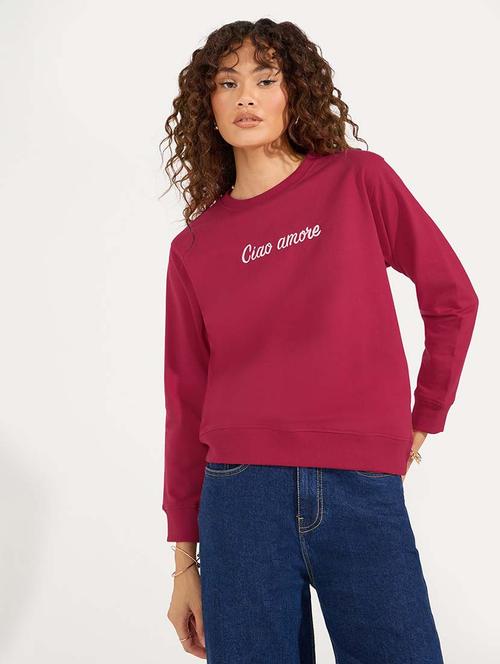 women long sleeved chest print sweatshirt - 21571392 - Standard Image - 0