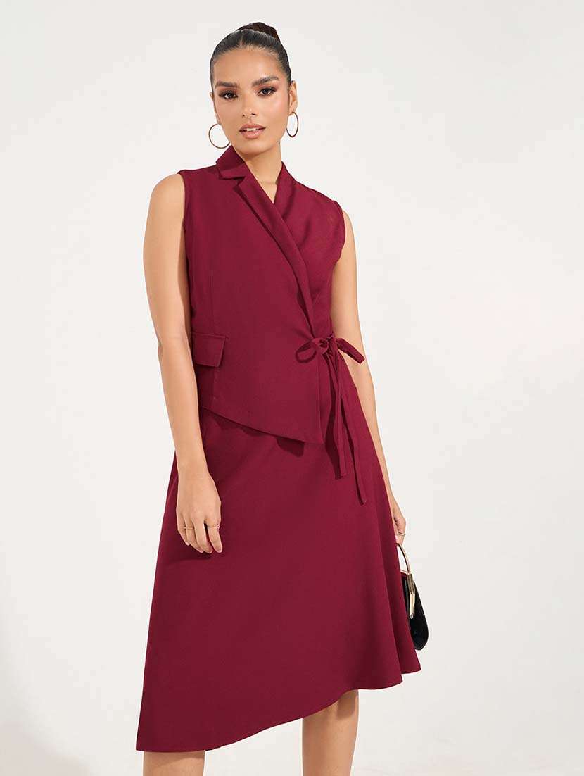women red solid a-line dress - 21571401 -  Standard Image - 1