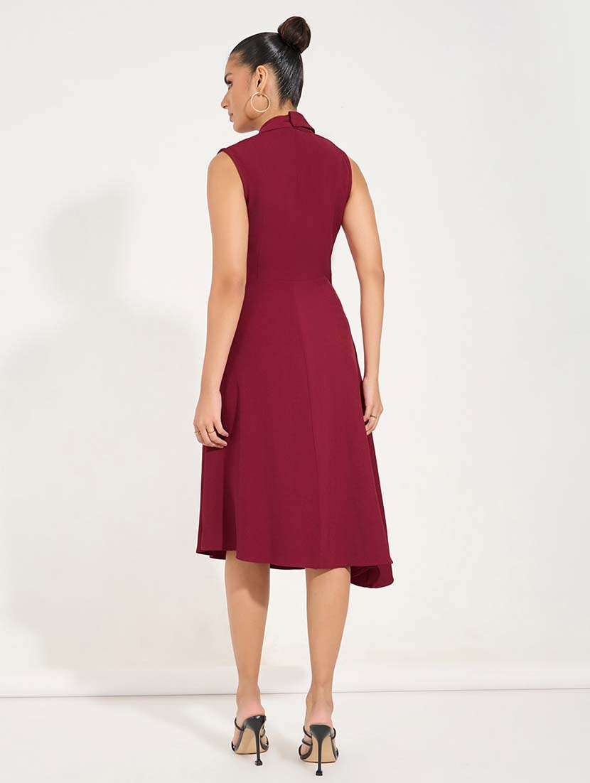 women red solid a-line dress - 21571401 -  Standard Image - 4