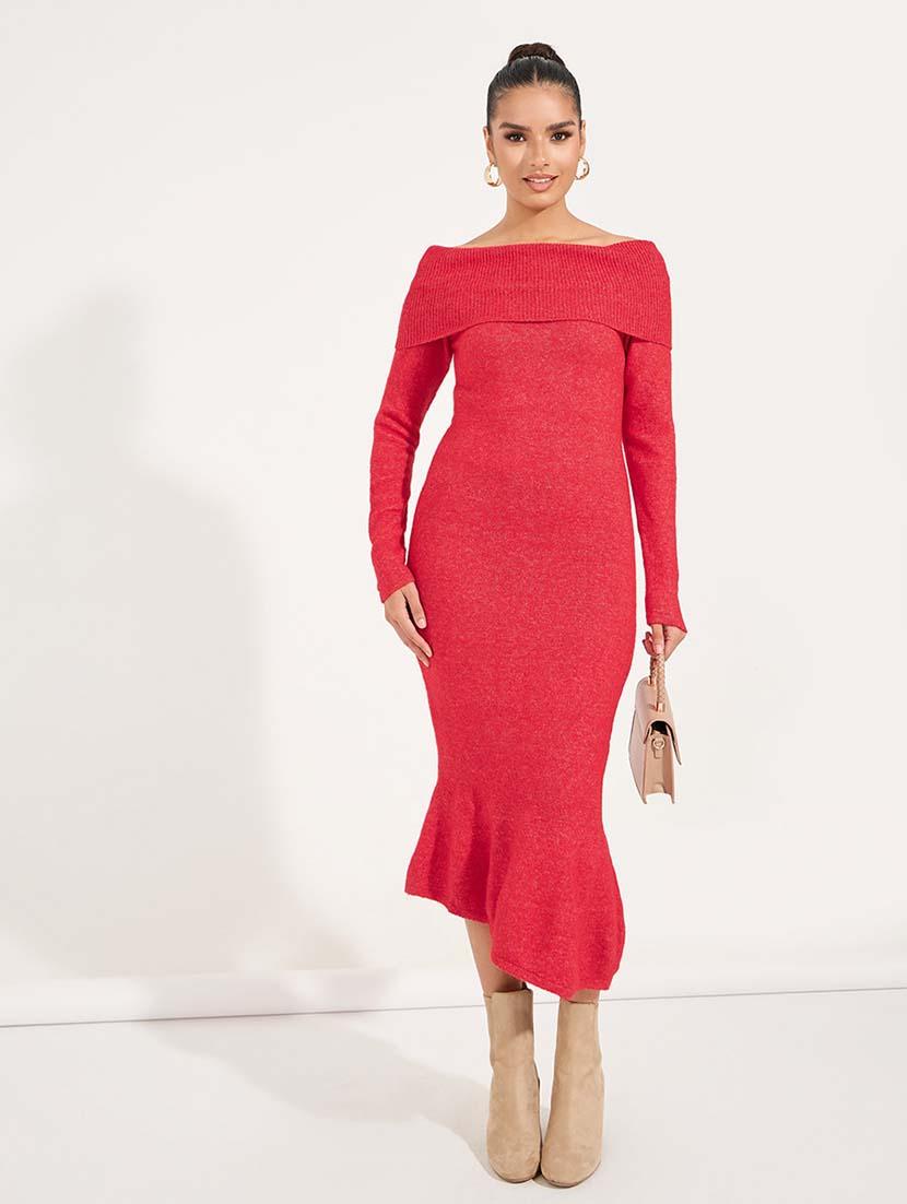 women red solid bodycon dress - 21571403 -  Standard Image - 1