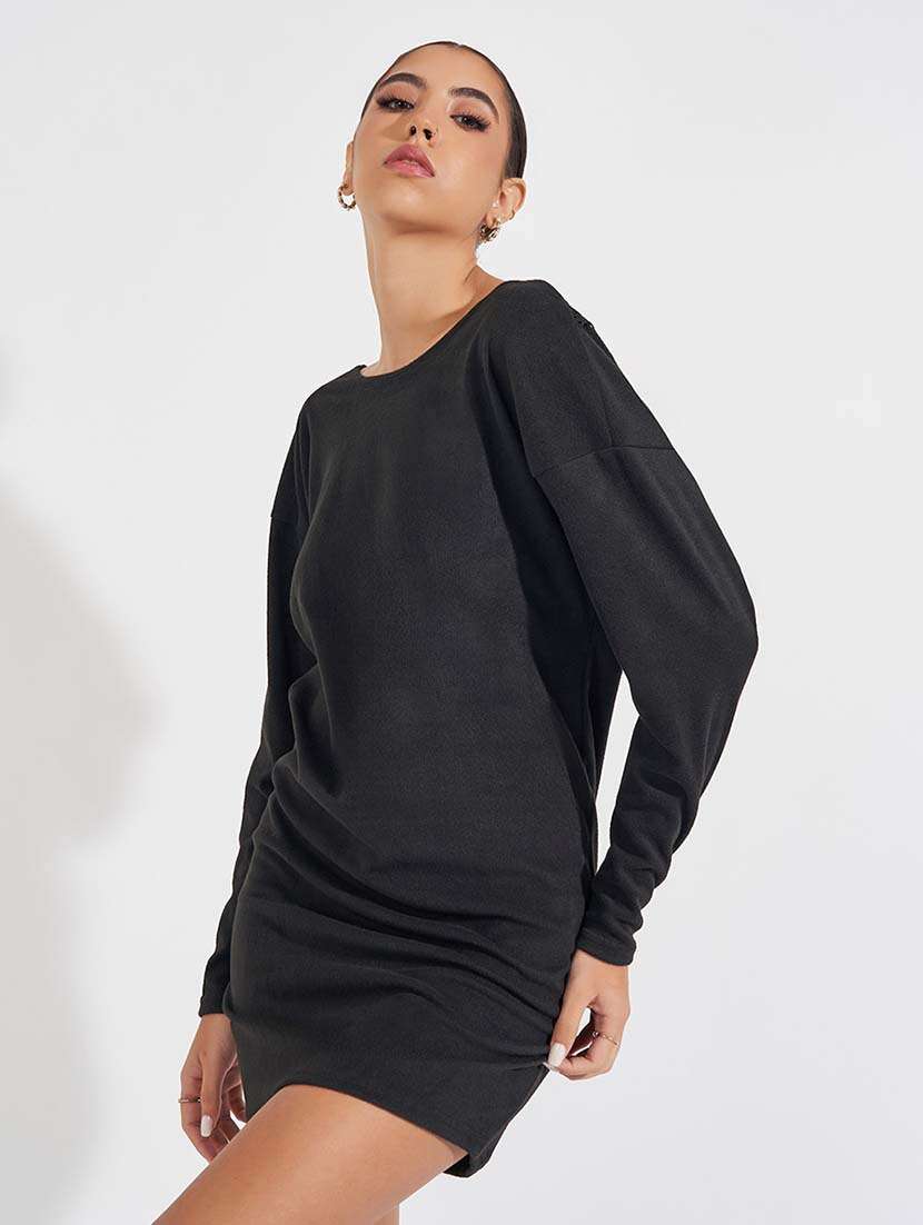 women black solid bodycon dress - 21571406 -  Standard Image - 1