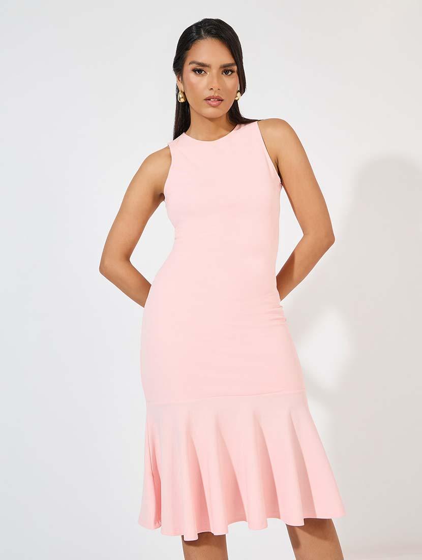 women pink solid tiered dress - 21571410 - Standard Image - 4