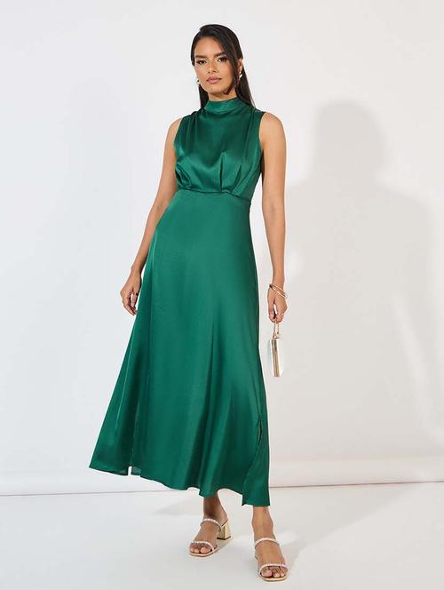 women green solid a-line dress - 21571418 - Standard Image - 0