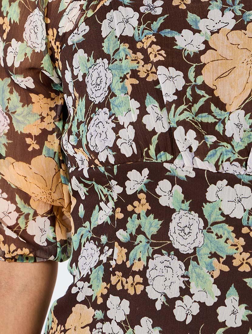 women brown floral printed asymmetric dress - 21571421 - Standard Image - 4