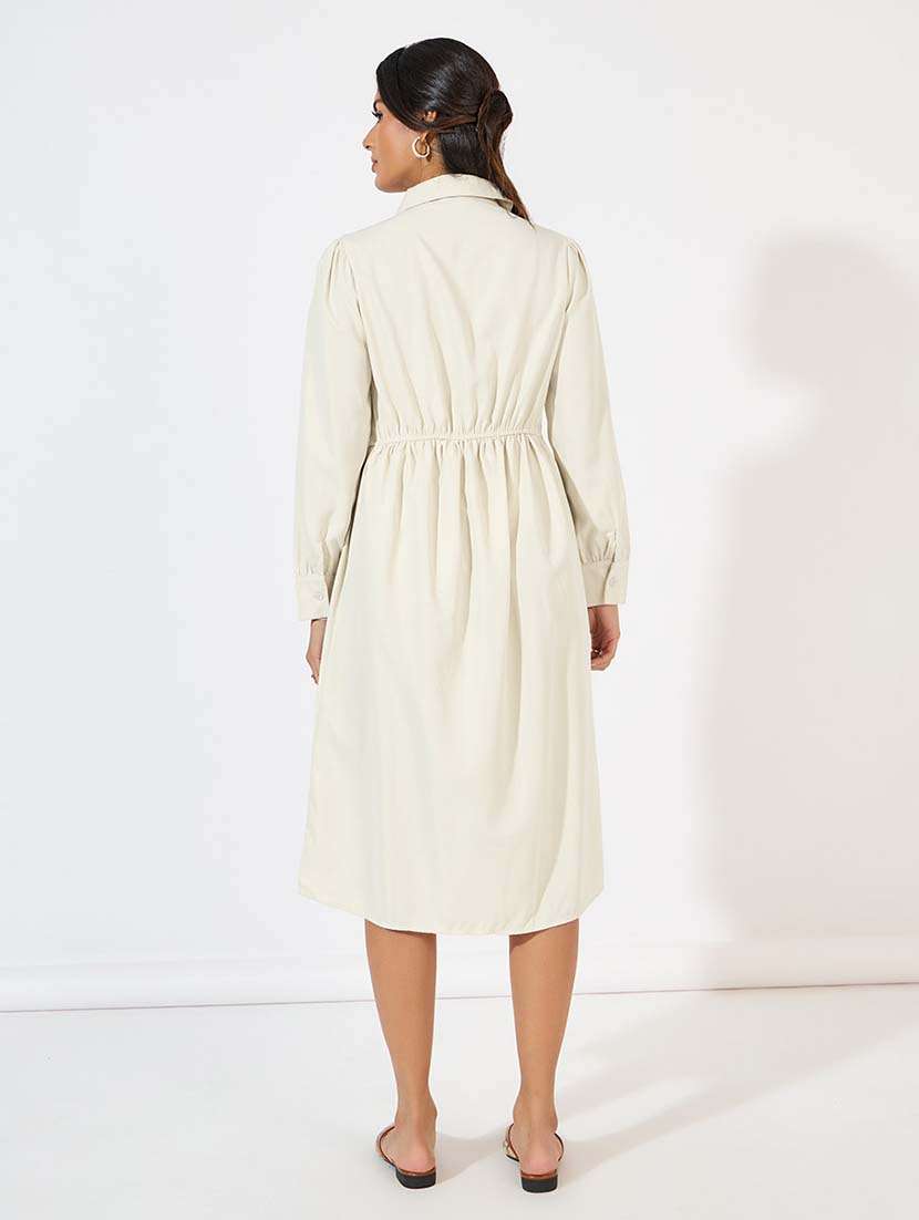 women beige solid a-line dress - 21571427 -  Standard Image - 4