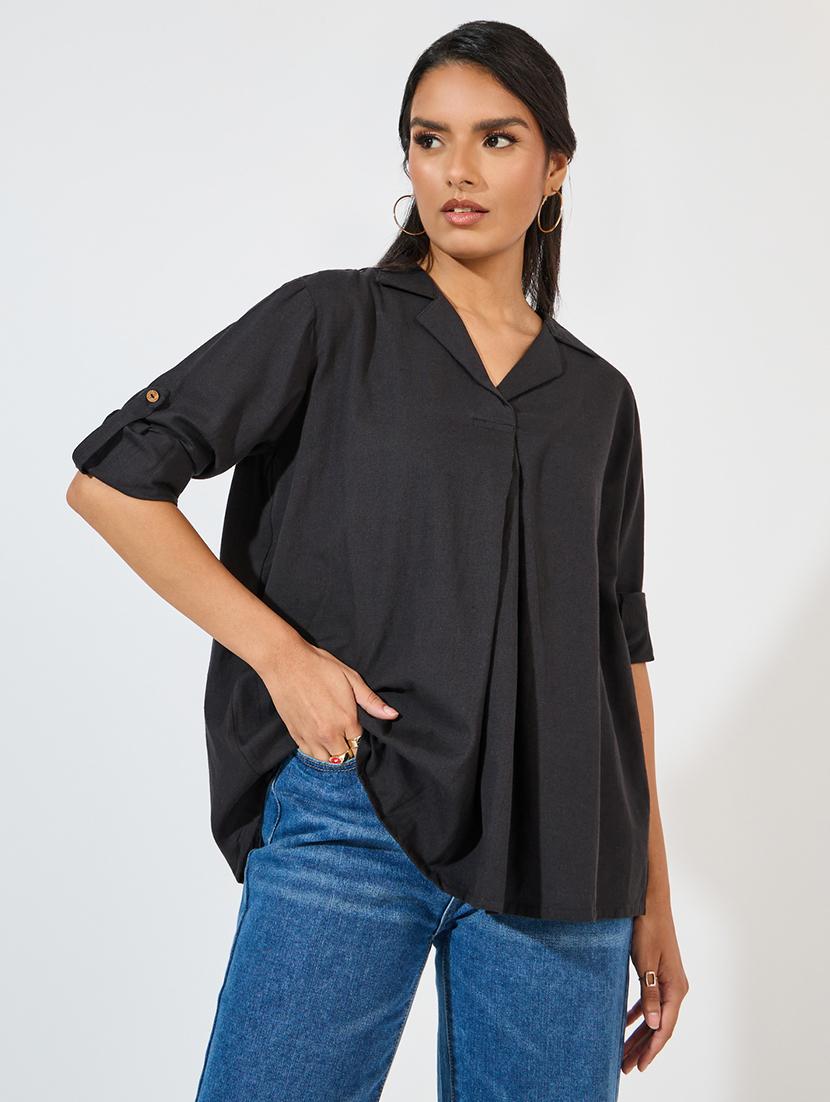 women collared solid regular shirt - 21571458 -  Standard Image - 1