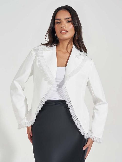 women white solid casual blazer - 21571471 -  Standard Image - 0