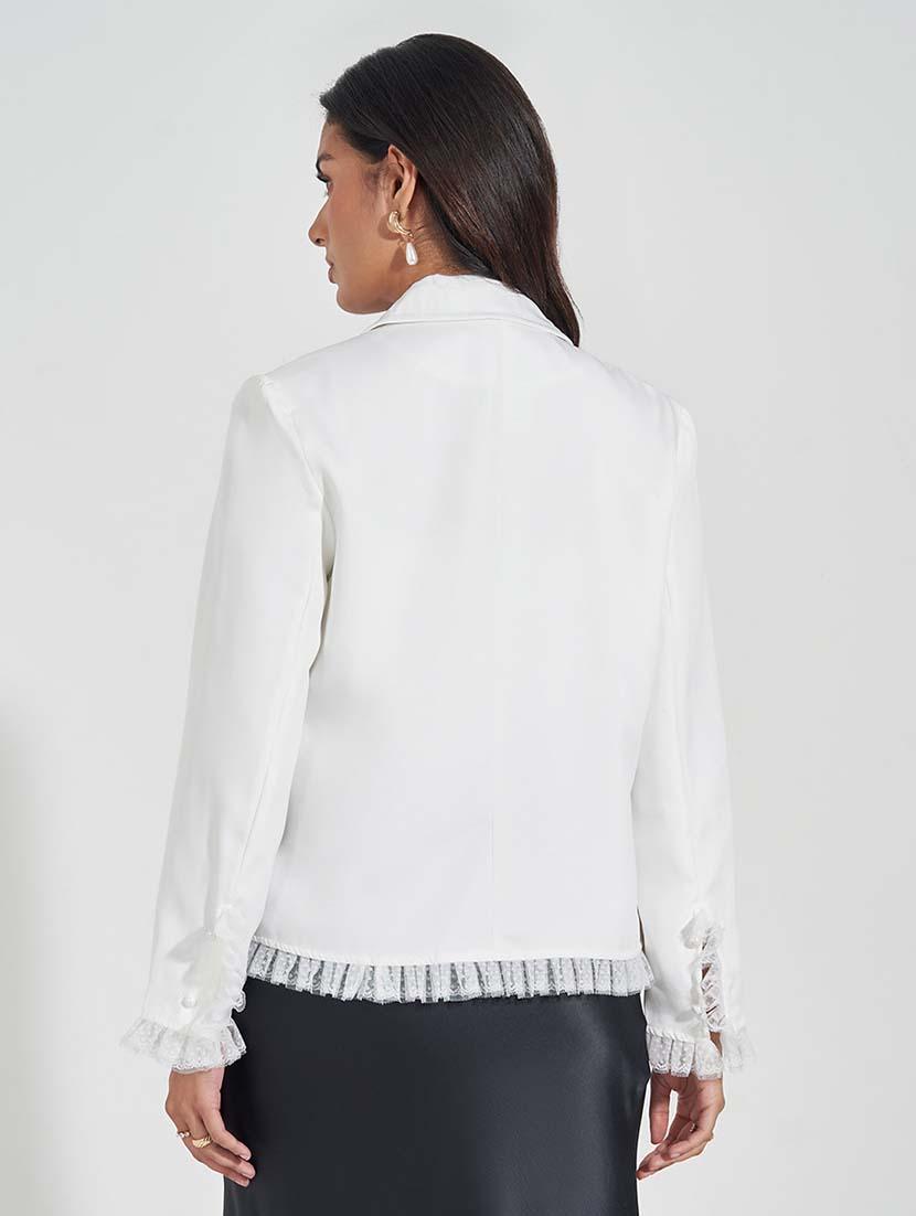 women white solid casual blazer - 21571471 -  Standard Image - 1