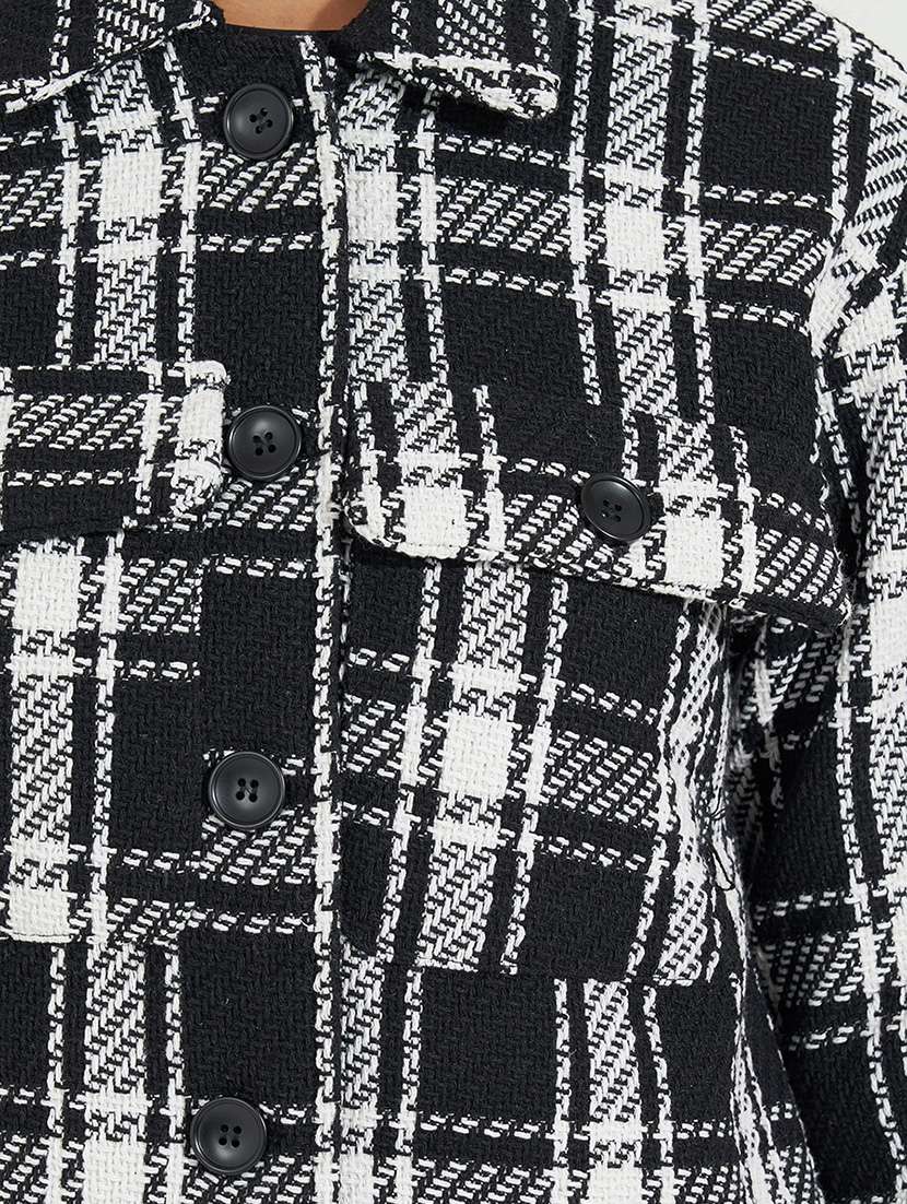 women black checkered regular shacket - 21571479 - Standard Image - 4