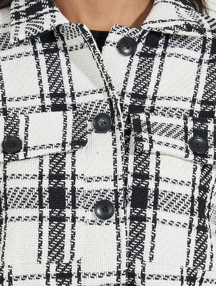 women white checkered regular shacket - 21571480 - Standard Image - 4