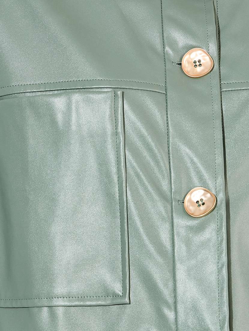 women olive solid regular jacket - 21571481 -  Standard Image - 4