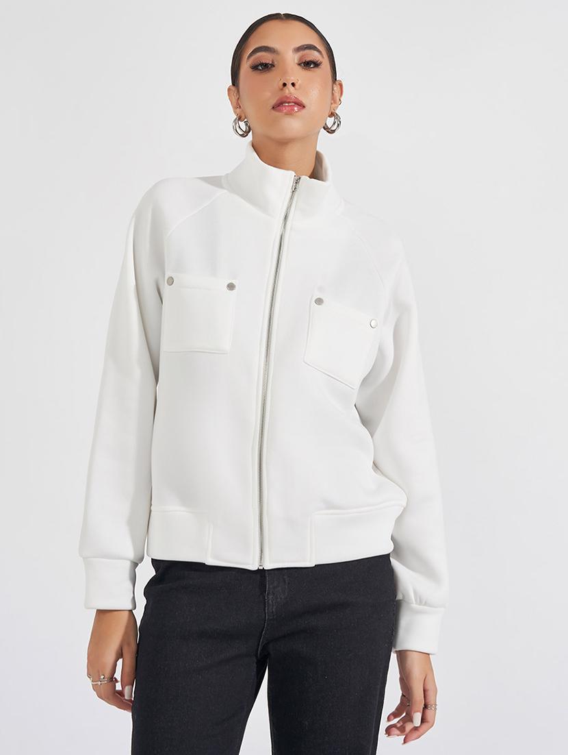 women cream solid long sleeve jacket - 21571484 -  Standard Image - 1