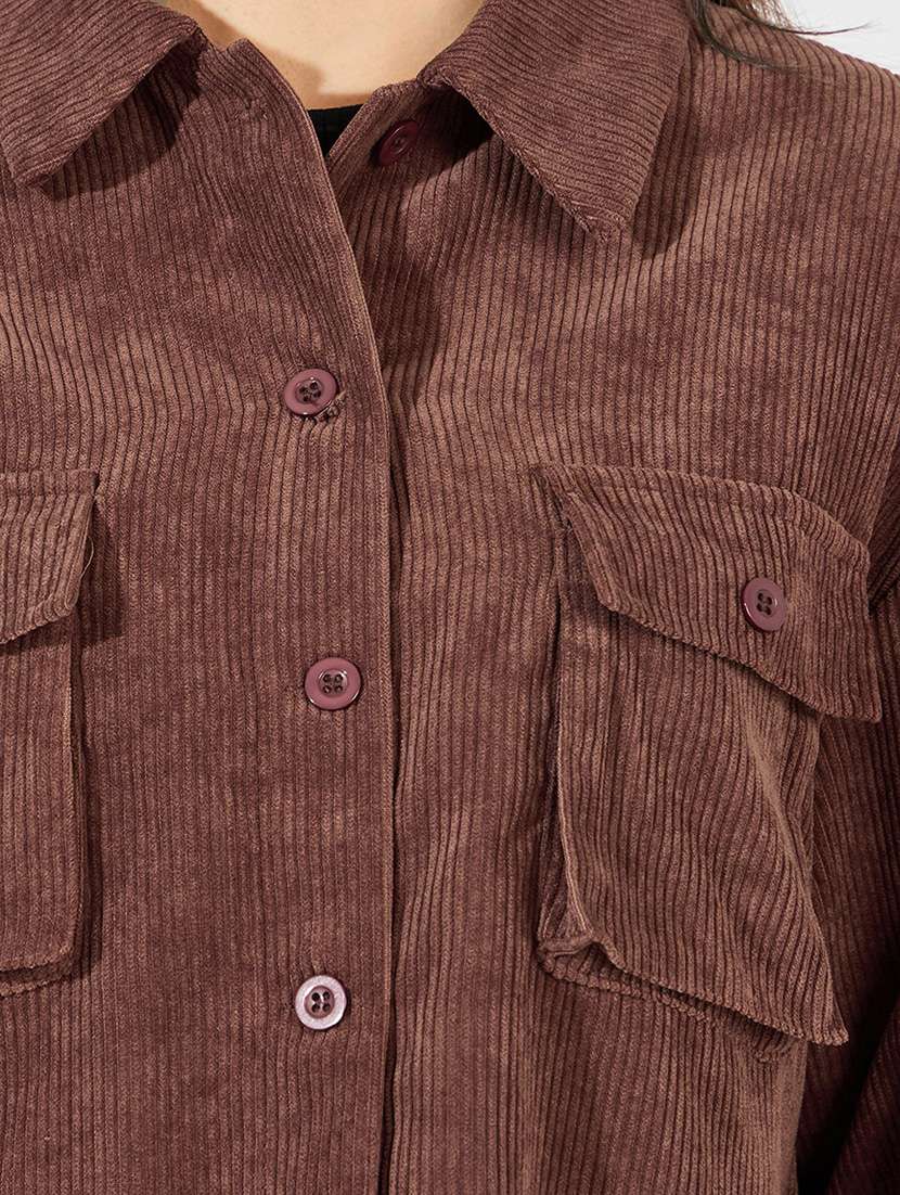 women long sleeve solid regular shacket - 21571487 -  Standard Image - 4