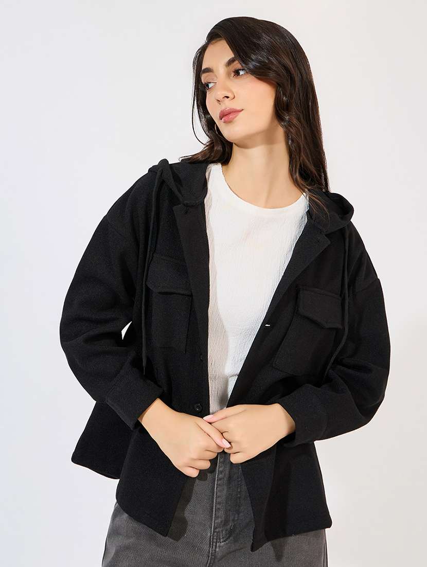 women long sleeve solid regular jacket - 21571489 -  Standard Image - 1