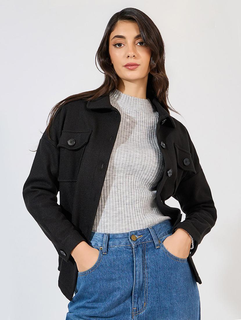 women long sleeve solid regular jacket - 21571492 - Standard Image - 1