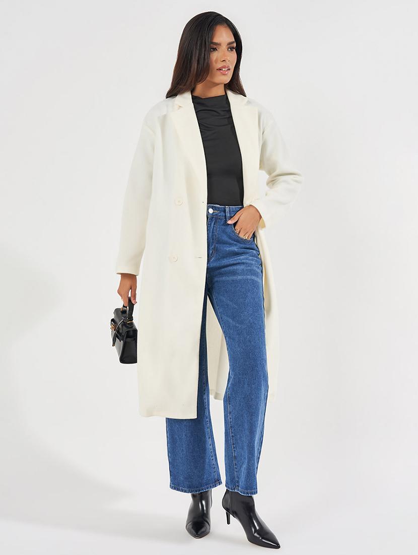 women off-white solid overcoat - 21571499 - Zoom Image - 0