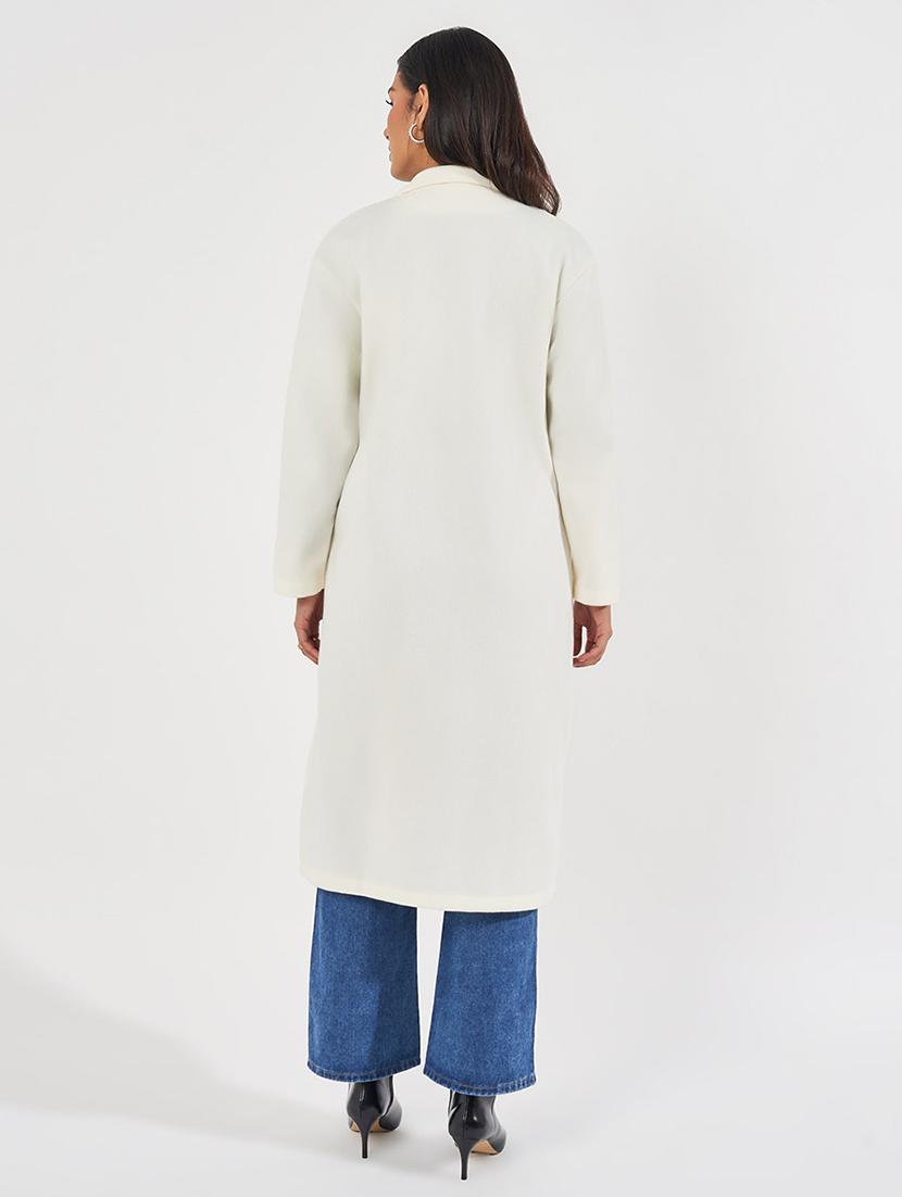 women off-white solid overcoat  - 21571499 -  Standard Image - 1