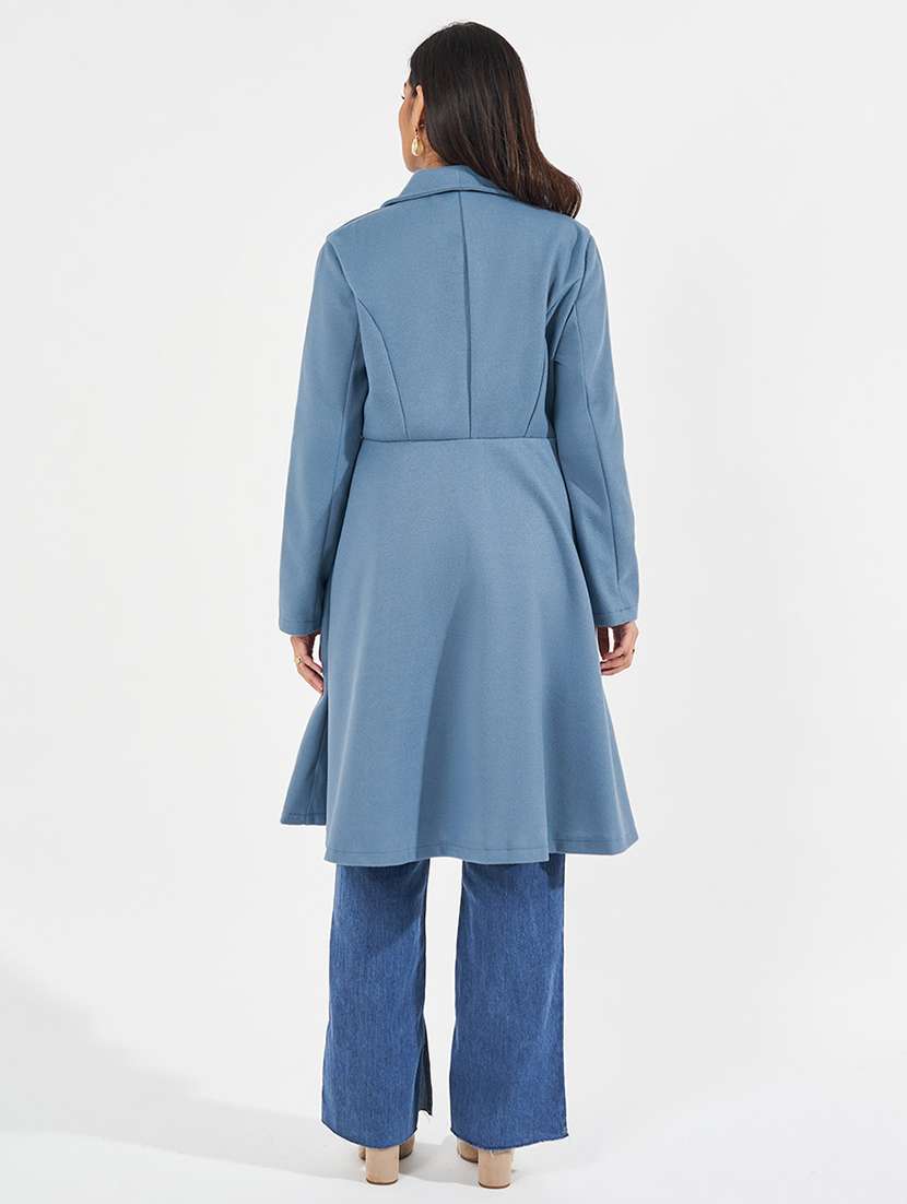 women full sleeve solid overcoat - 21571502 - Standard Image - 1