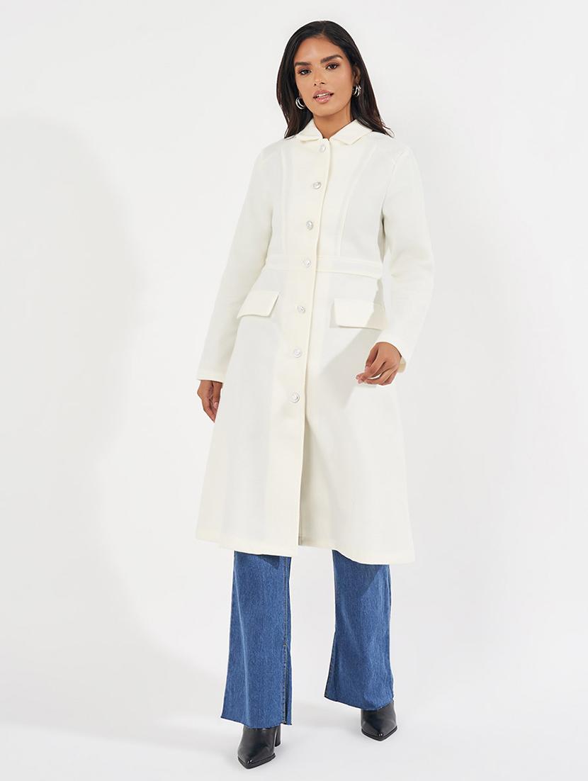 women full sleeve solid overcoat - 21571503 - Zoom Image - 0