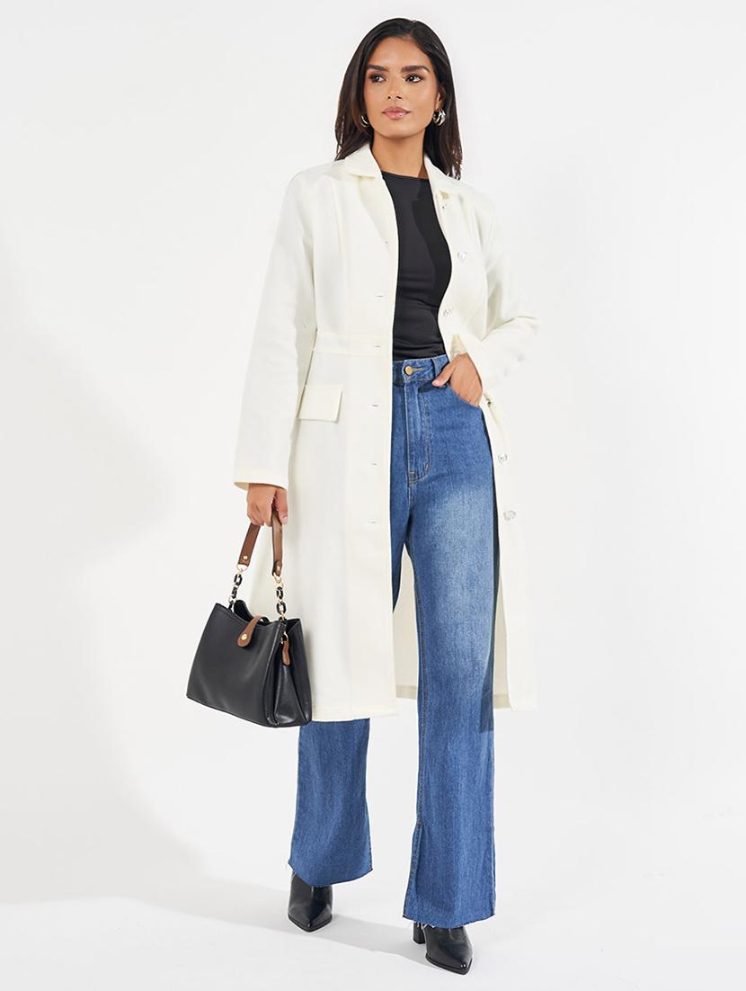 women full sleeve solid overcoat - 21571503 - Standard Image - 1