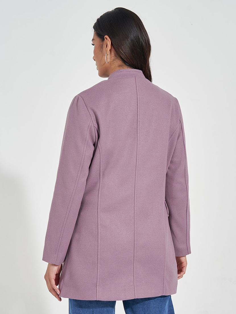 women full sleeve solid overcoat - 21571505 - Standard Image - 1