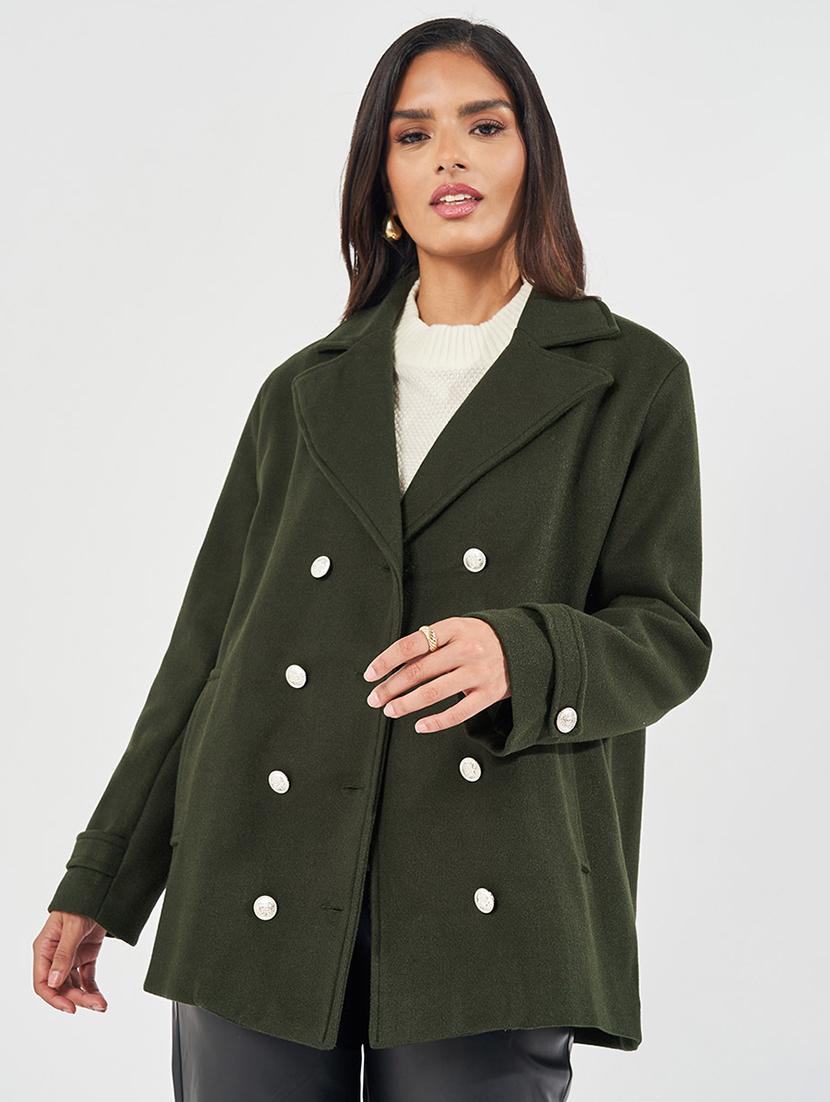 women full sleeve solid overcoat  - 21571507 -  Standard Image - 1