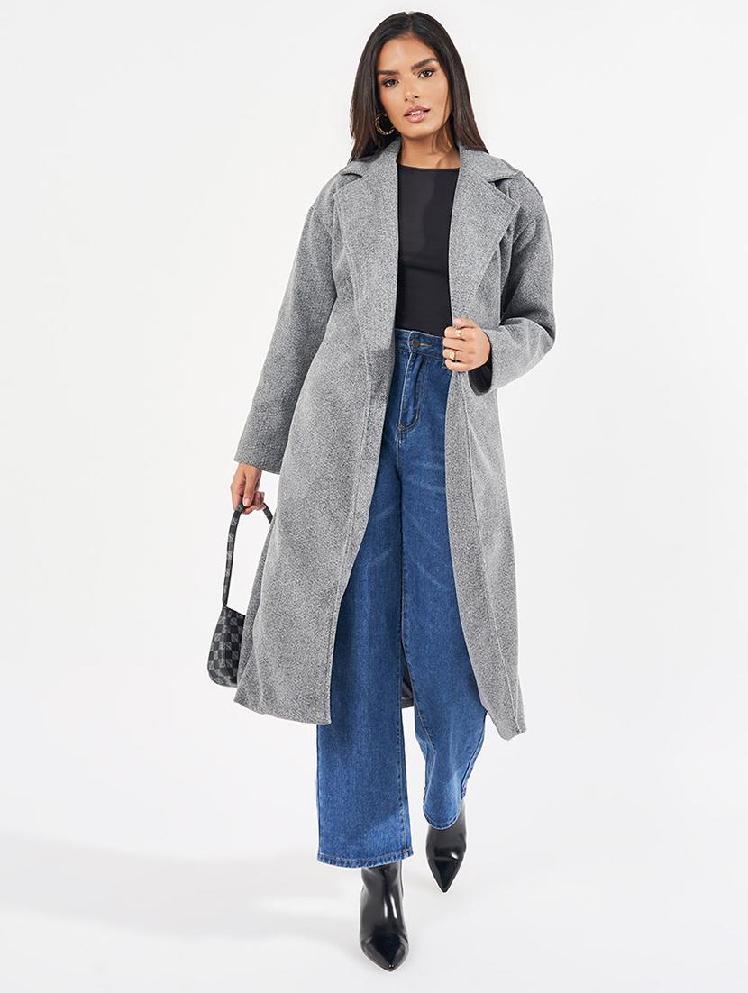 women full sleeve solid overcoat - 21571508 - Standard Image - 1