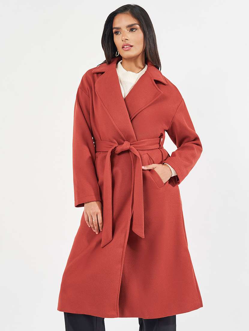 women full sleeve solid overcoat 