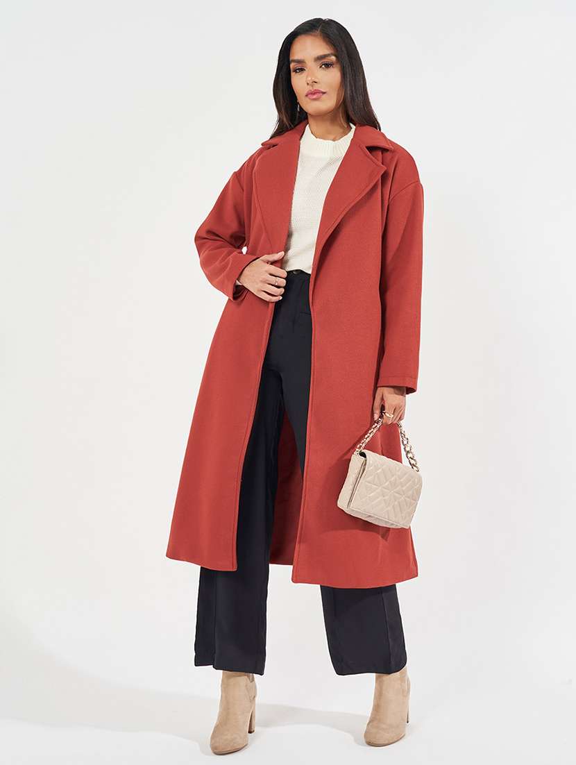 women full sleeve solid overcoat  - 21571509 -  Standard Image - 1