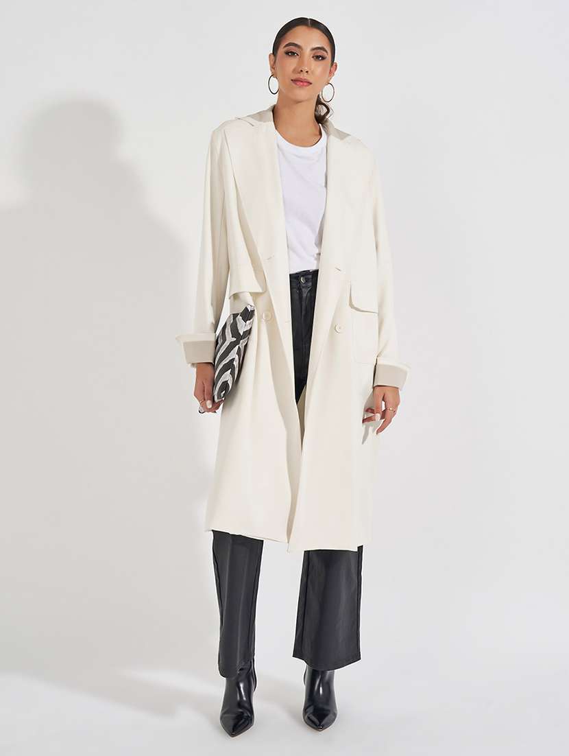 women full sleeve solid overcoat  - 21571510 -  Standard Image - 1