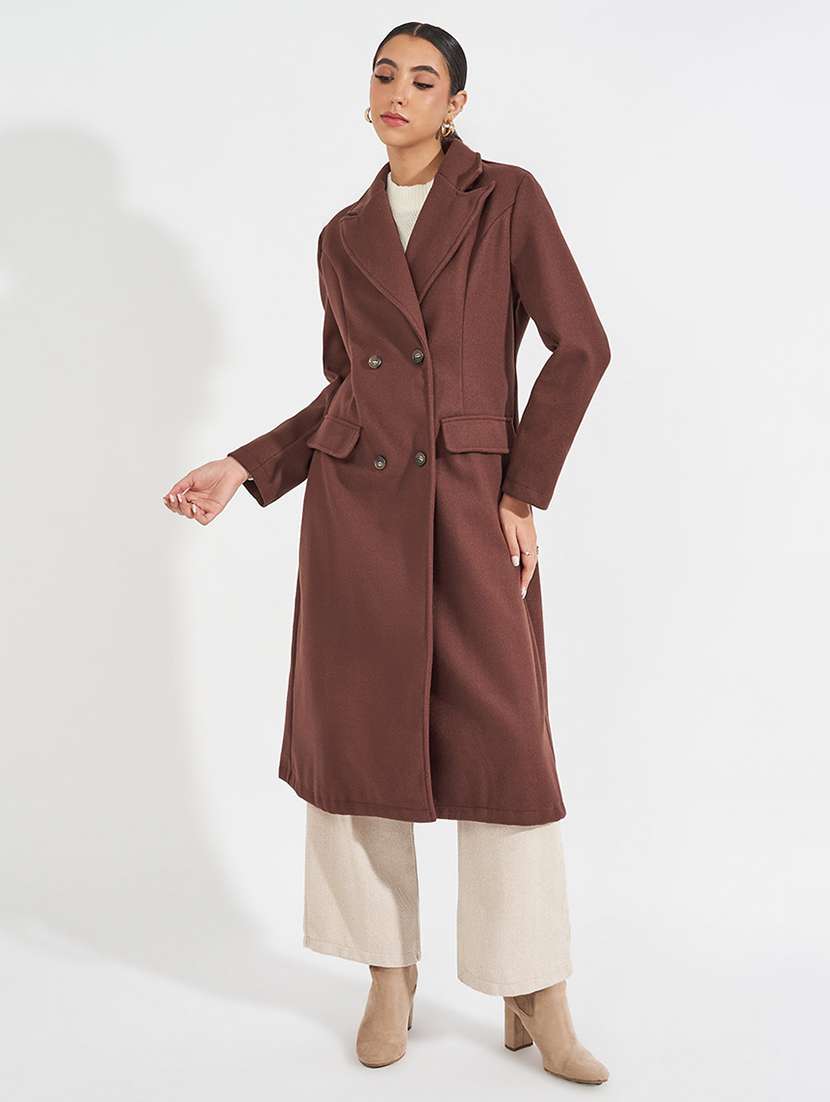 women full sleeve solid overcoat 
