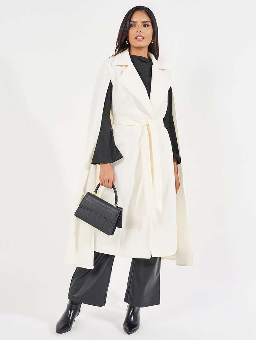 women full sleeve solid overcoat 