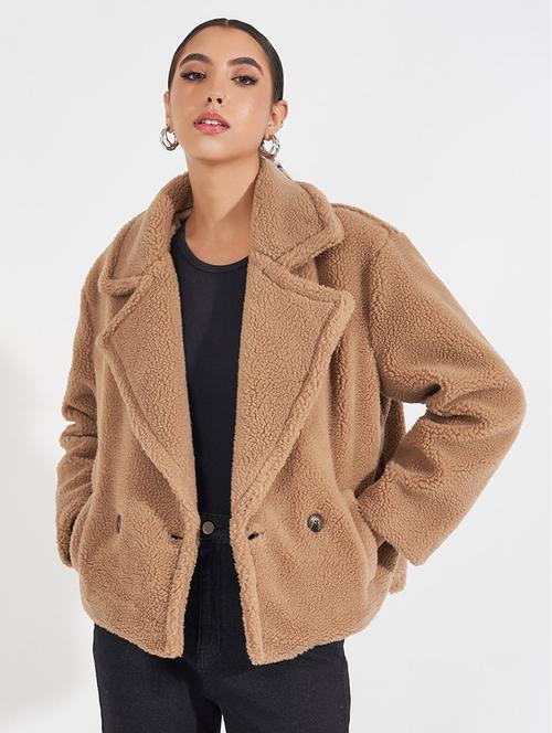 women full sleeve solid overcoat coat - 21571520 - Standard Image - 0