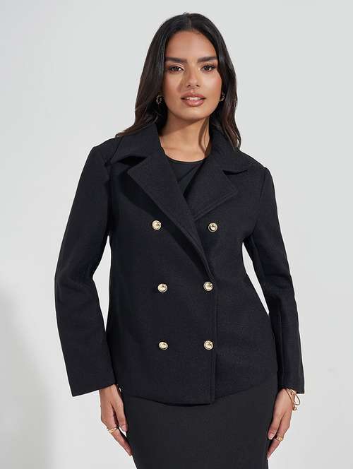 women black full sleeve solid coat - 21571523 - Standard Image - 0