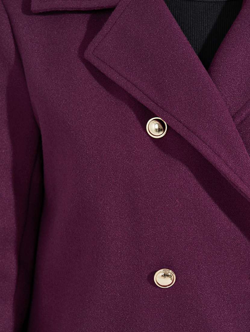 women full sleeve solid overcoat - 21571524 - Standard Image - 4