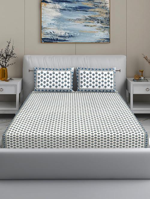 modefe 144 tc cotton 1 king bedsheet with 2 pillow covers - 21571553 - Standard Image - 0