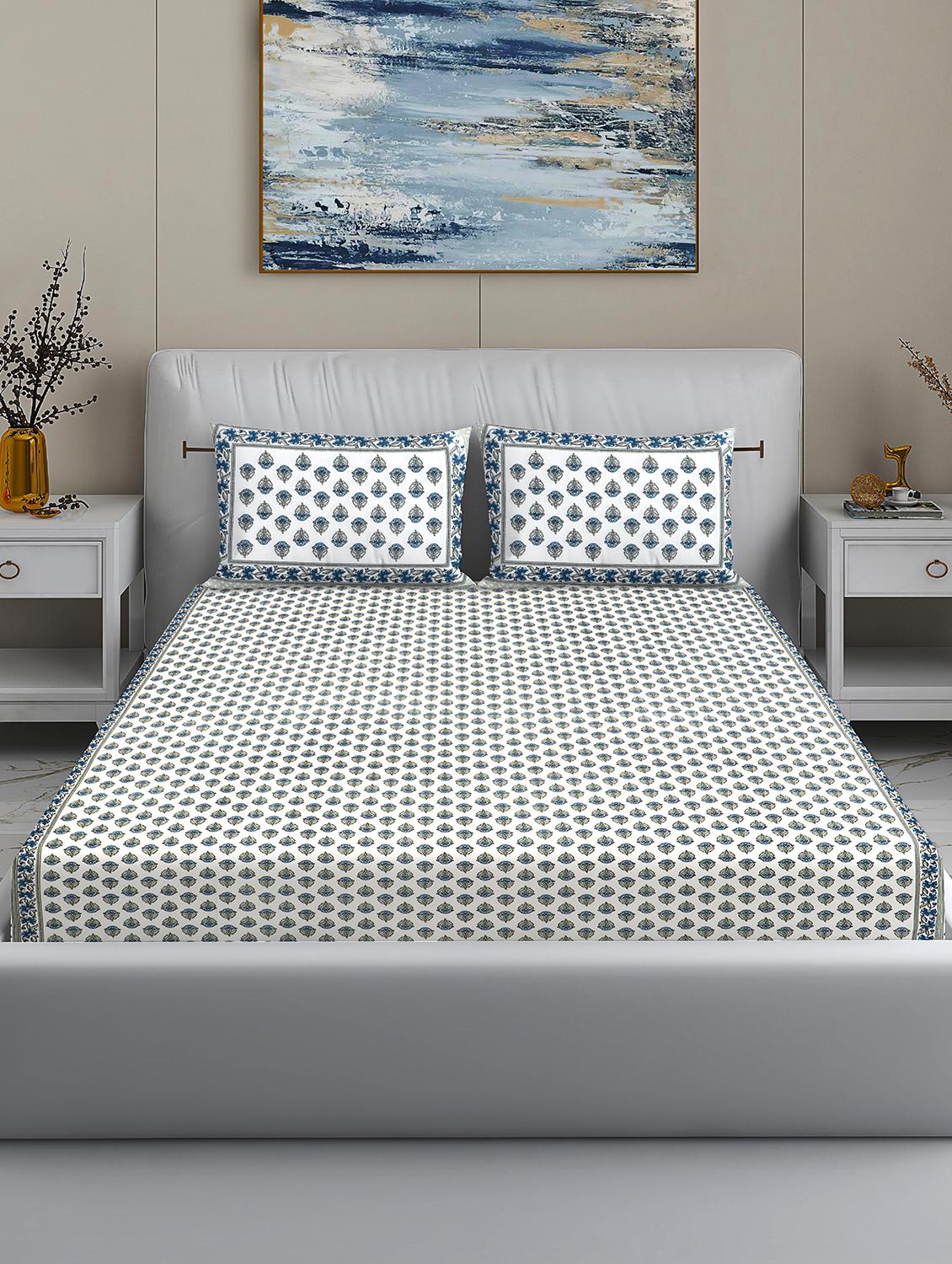 modefe 144 tc cotton 1 king bedsheet with 2 pillow covers - 21571553 - Zoom Image - 0