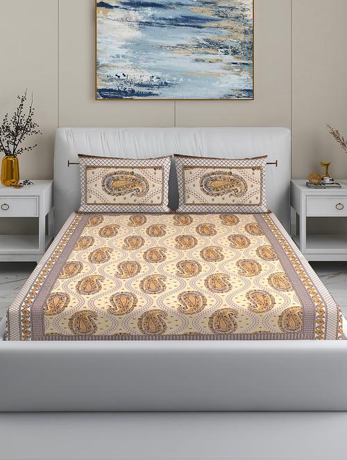modefe 144 tc cotton 1 king bedsheet with 2 pillow covers - 21571562 - Standard Image - 0